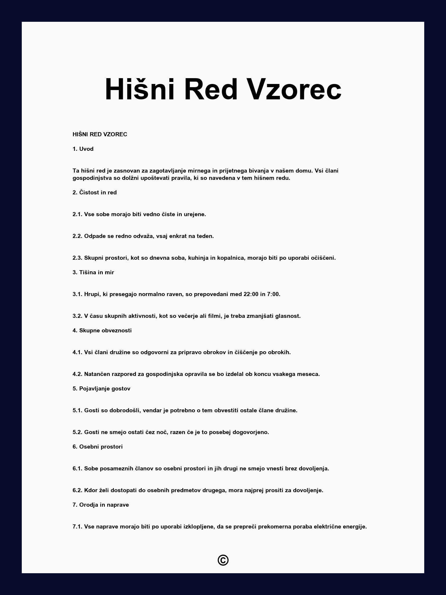 Hišni Red Vzorec