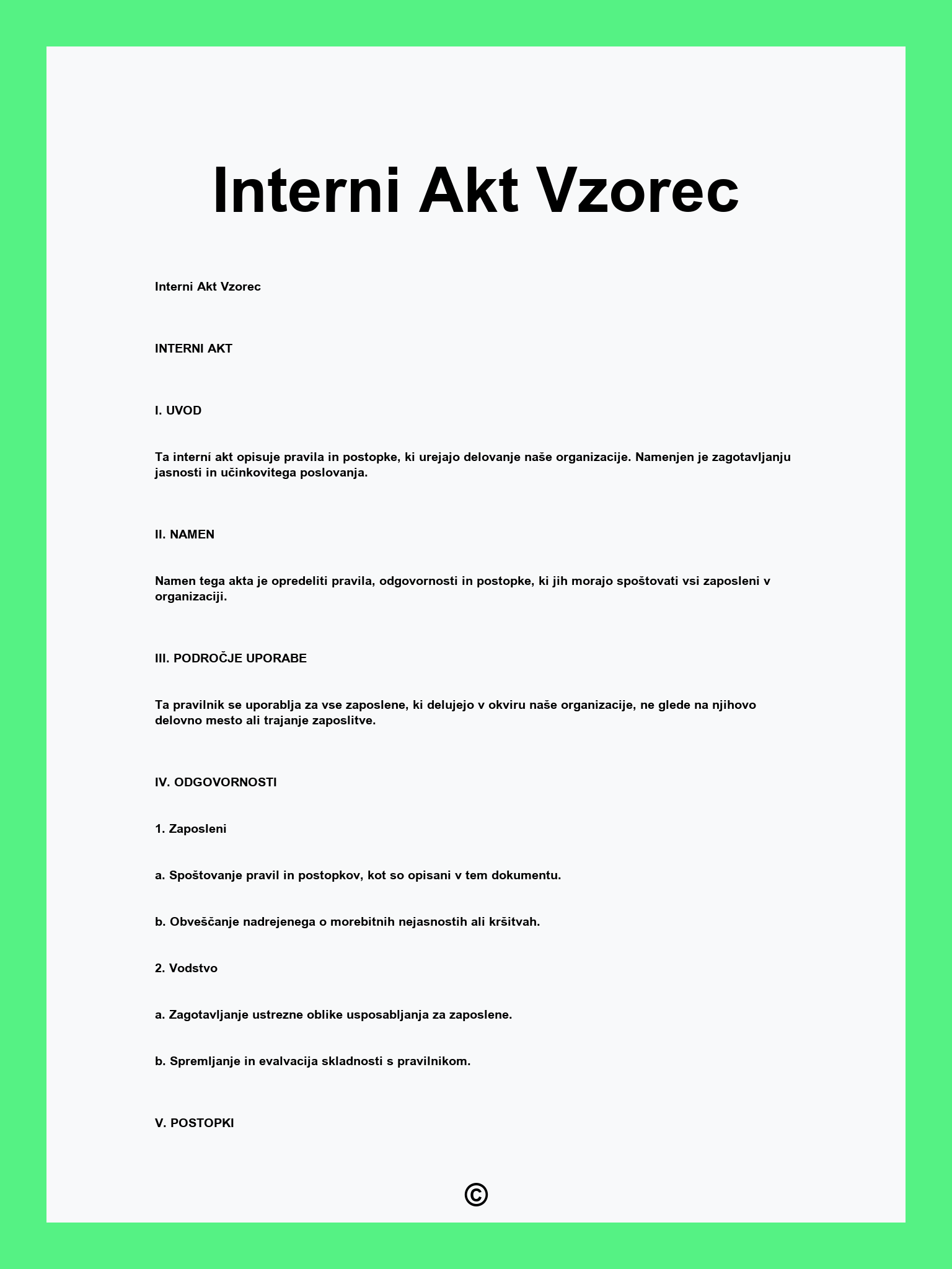 Interni Akt Vzorec
