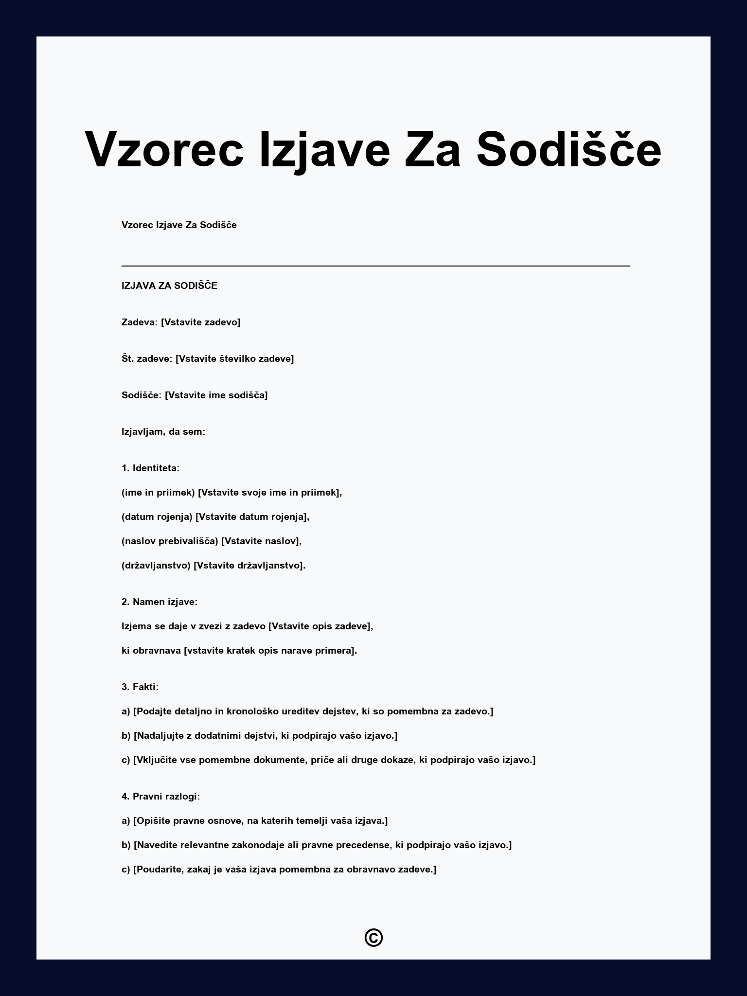 Vzorec Izjave Za Sodišče