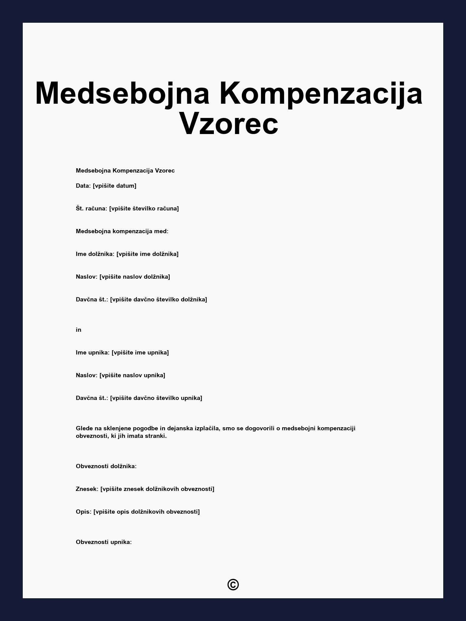 Medsebojna Kompenzacija Vzorec