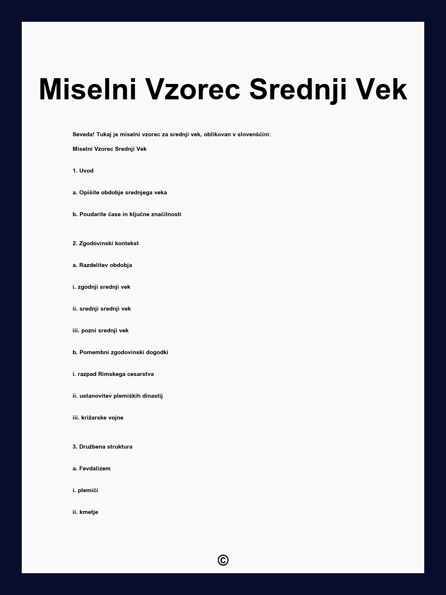 Miselni Vzorec Srednji Vek