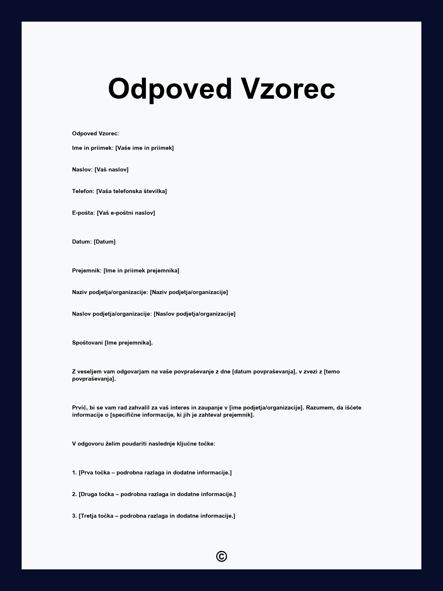 Odpoved Vzorec