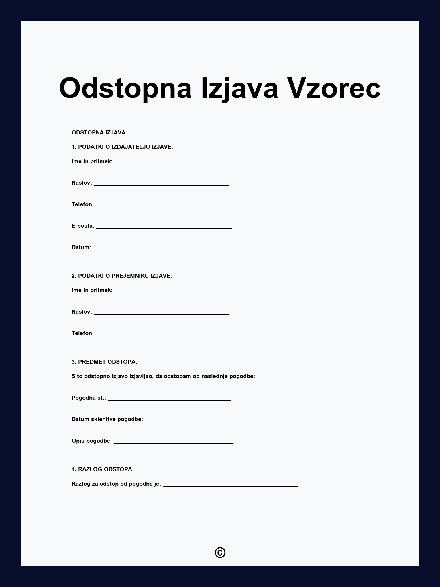 Odstopna Izjava Vzorec