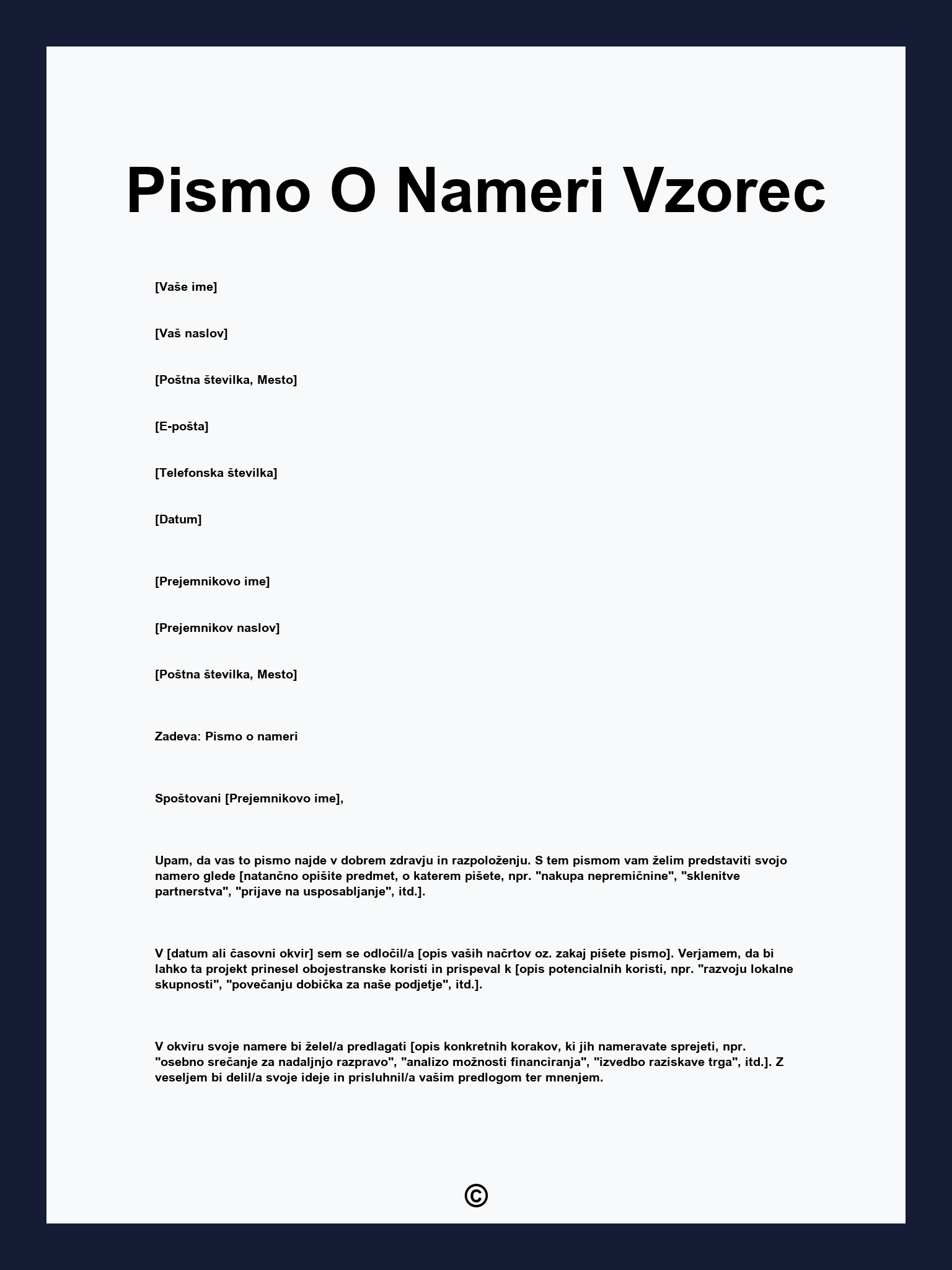 Pismo O Nameri Vzorec