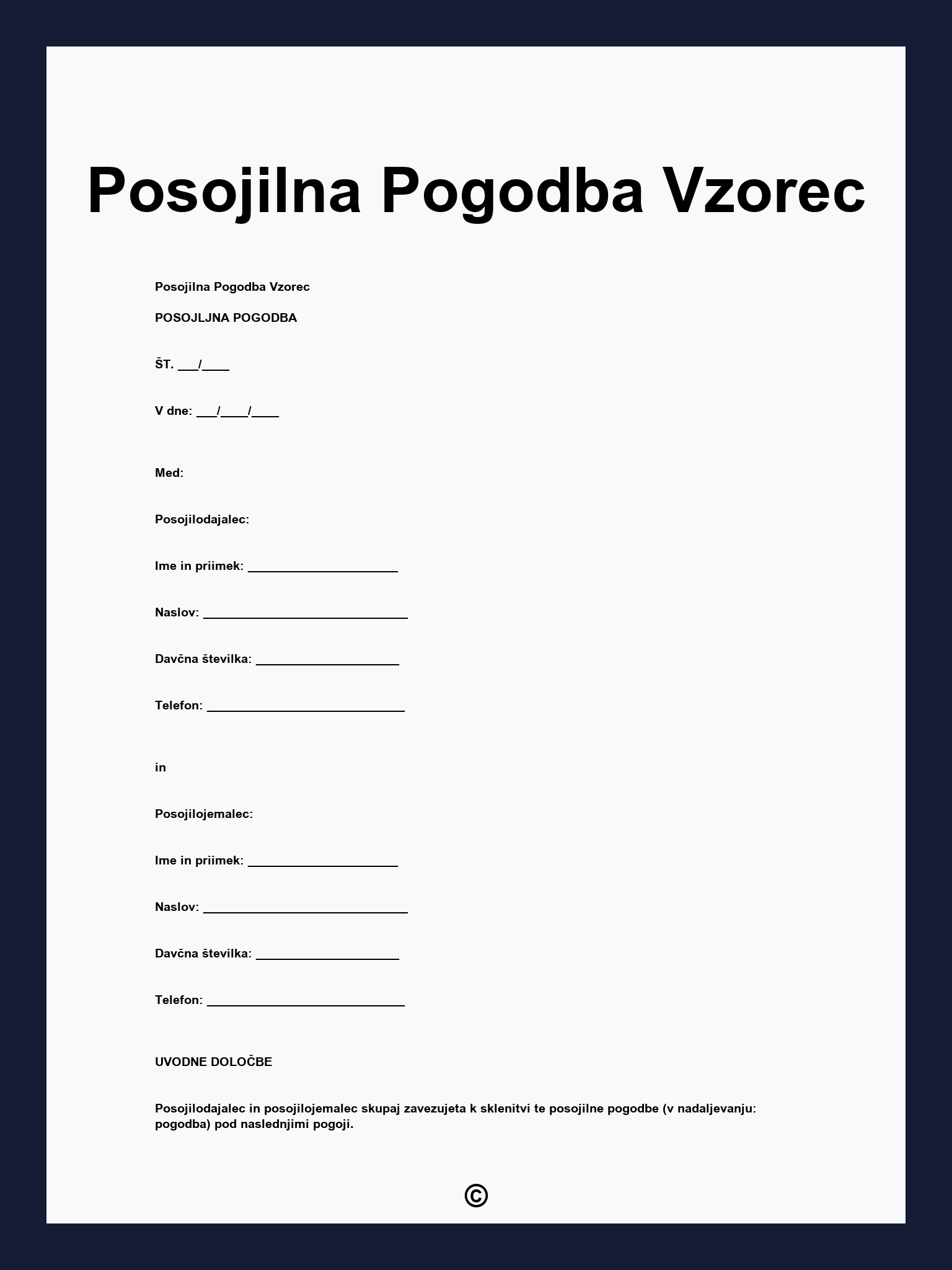 Posojilna Pogodba Vzorec