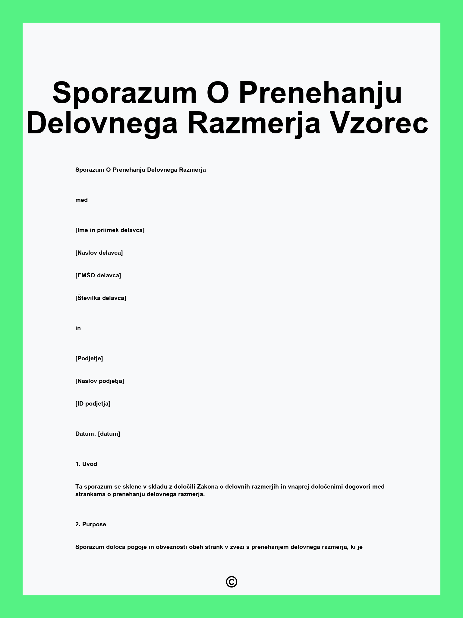 Sporazum O Prenehanju Delovnega Razmerja Vzorec