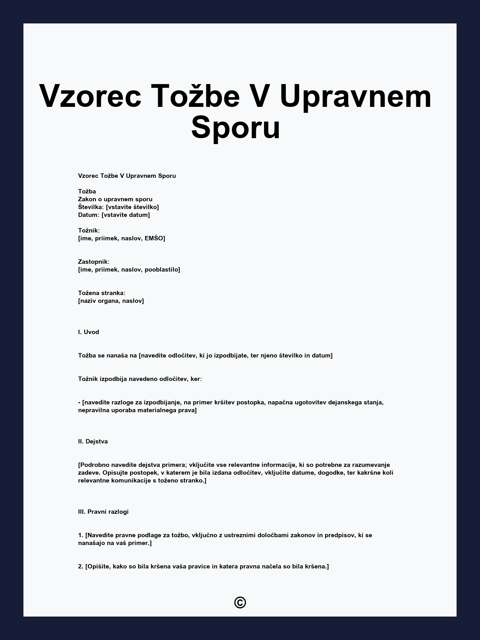 Vzorec Tožbe V Upravnem Sporu