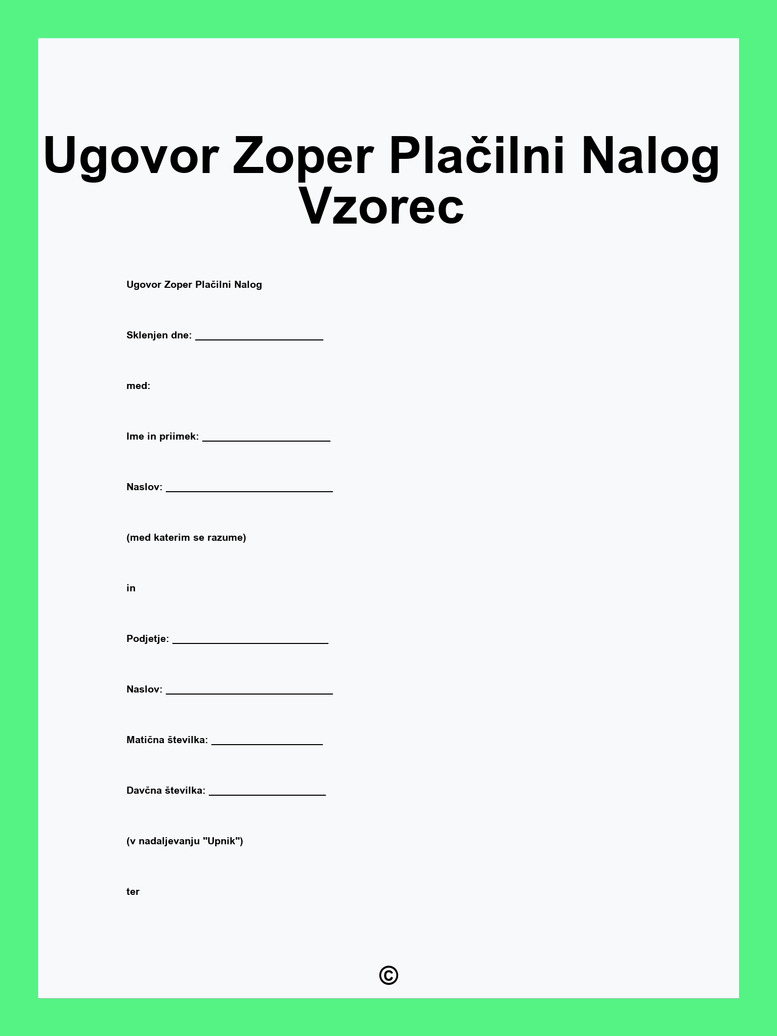 Ugovor Zoper Plačilni Nalog Vzorec