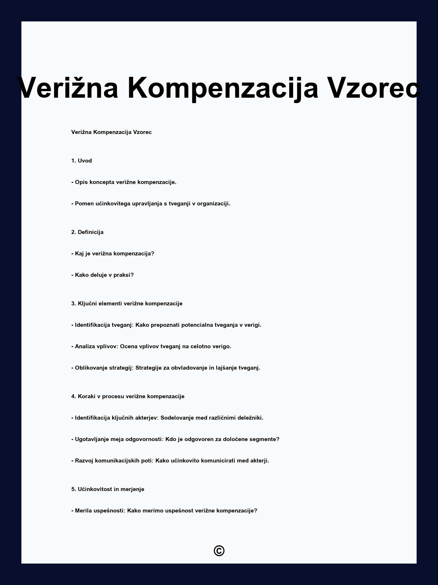 Verižna Kompenzacija Vzorec